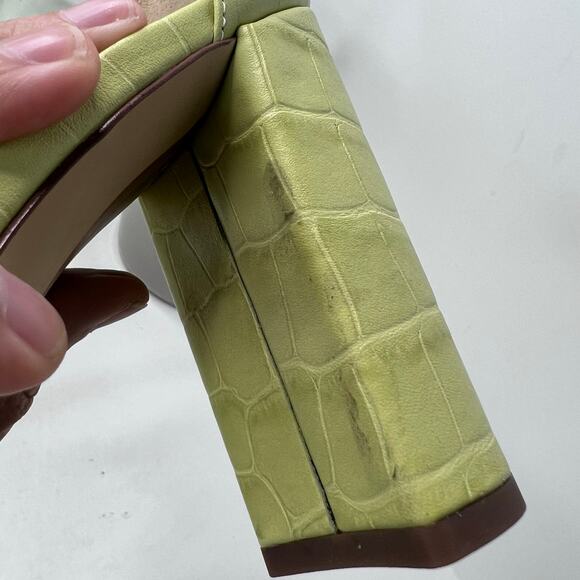 Sam Edelman Yaro Ankle Strap Block Heel Sandal Kiwi Croc Women 9.5M Tried On - Picture 8 of 11